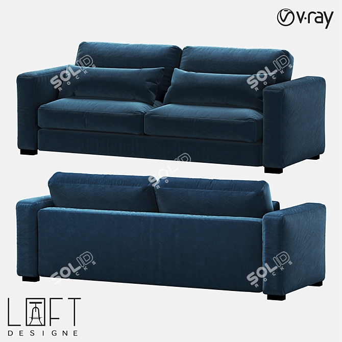 LoftDesigne 2985: Elegant Wood and Fabric Sofa 3D model image 1