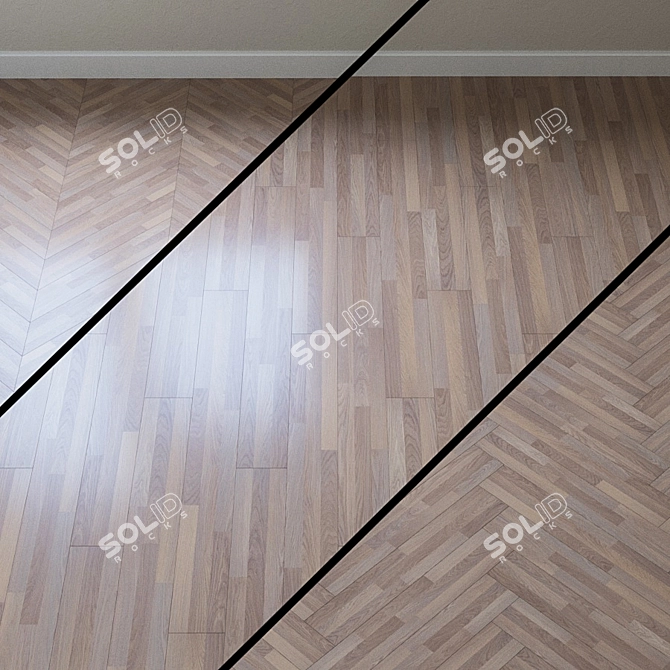 Whitewashed Ash Parquet Flooring 3D model image 1