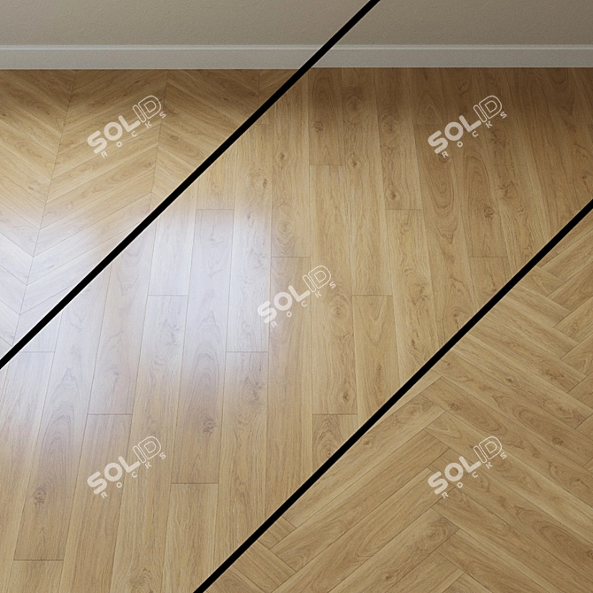 Kahrs White Lime Oak Parquet: Classic Elegance 3D model image 1