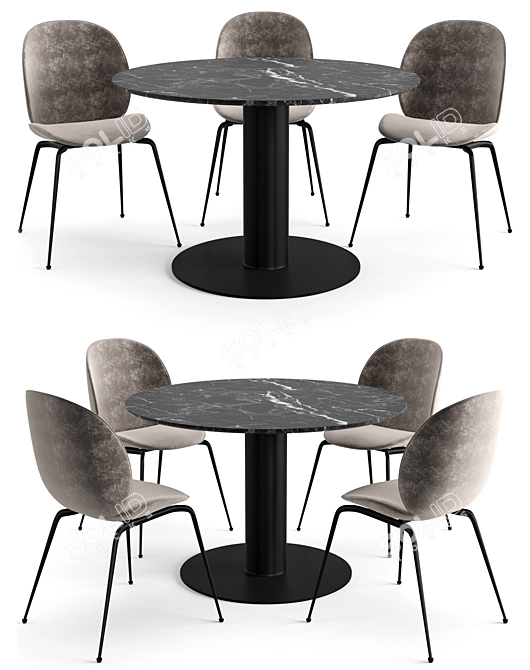 Beetle Dining Set: Stylish, Versatile & Functional 3D model image 1