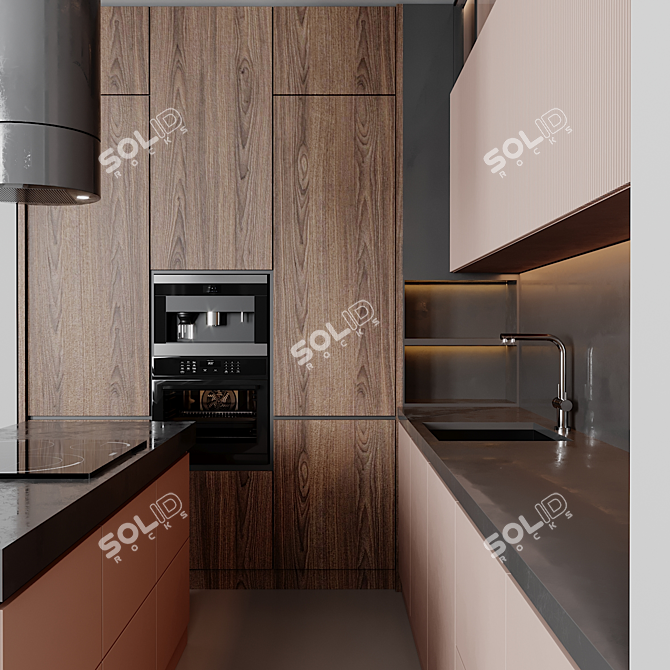 Modern Kitchen Design Set 3D model image 4