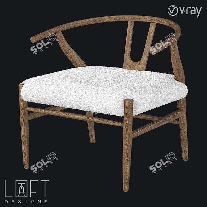 Cozy LoftDesign Chair with Faux Fur 3D model image 1