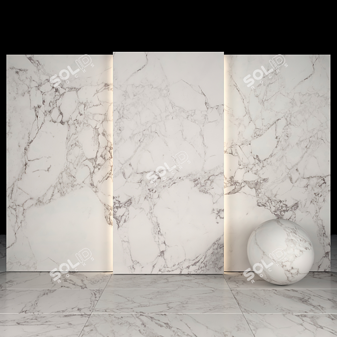 Arabescato Marble Texture Collection: Slabs, Tiles, and More 3D model image 1