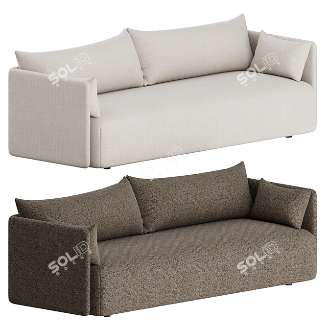 Modern Offset 3 Seater Sofa 3D model image 1