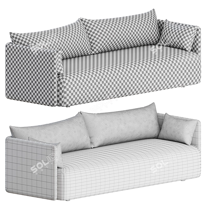 Modern Offset 3 Seater Sofa 3D model image 2