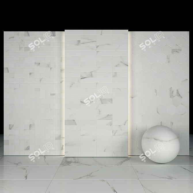 Elegant Afyon White Marble Collection 3D model image 3