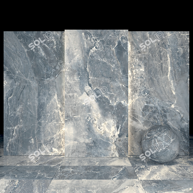 Elegant Alpin Black Marble Slabs 3D model image 1