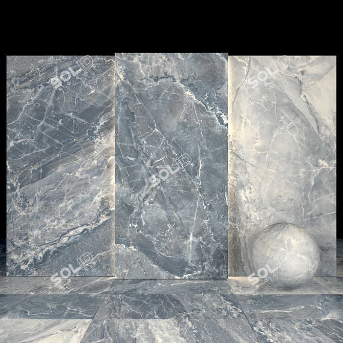 Elegant Alpin Black Marble Slabs 3D model image 2