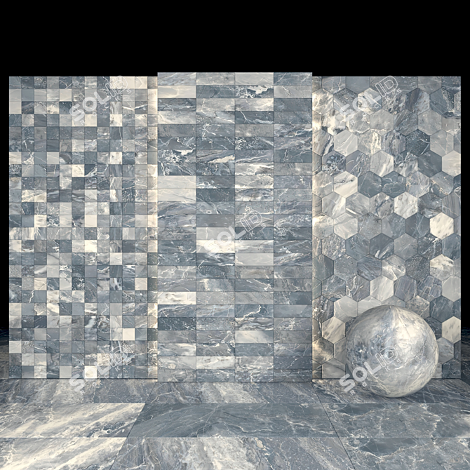 Elegant Alpin Black Marble Slabs 3D model image 3