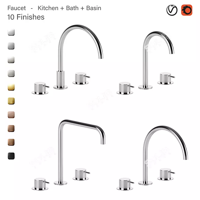 Brodware Faucet-MINIM SET: Perfect Kitchen, Bath, Basin Accessories 3D model image 1