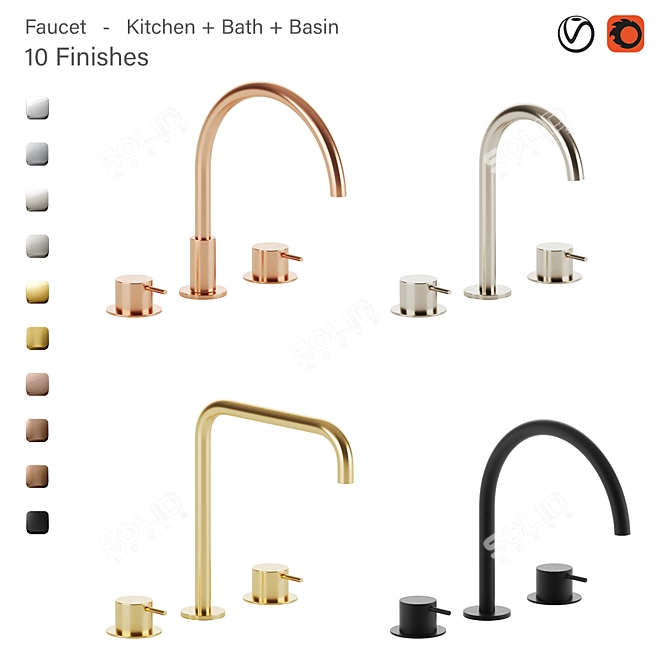 Brodware Faucet-MINIM SET: Perfect Kitchen, Bath, Basin Accessories 3D model image 2