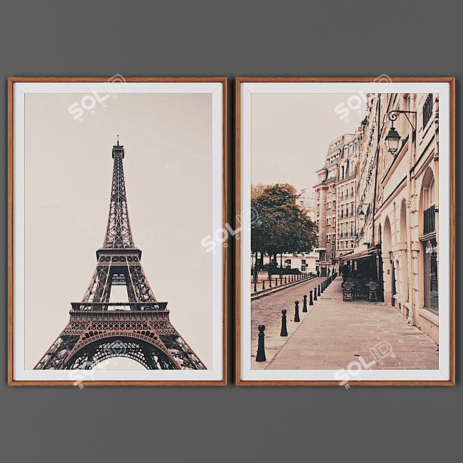 Wooden Frame Picture Set 3D model image 1