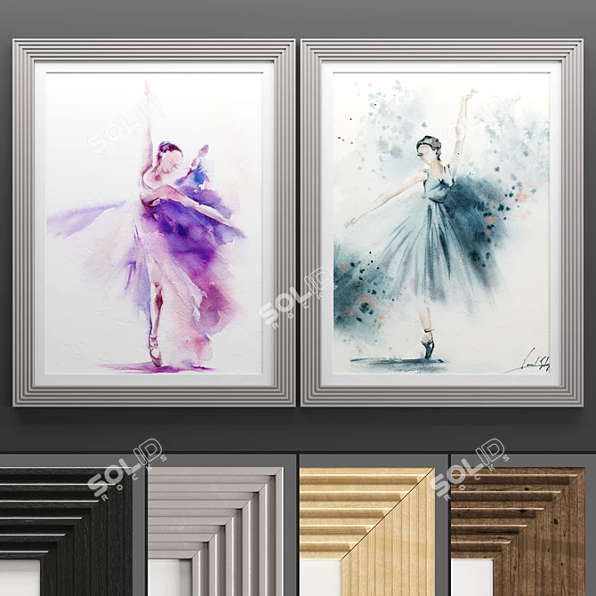 Modern Art Frame 712: 2 Frames, 4 Textures 3D model image 1