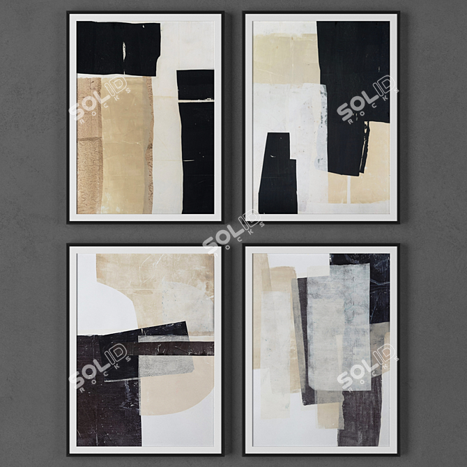 Modern Art Collection: Set of 4 Frames 3D model image 1