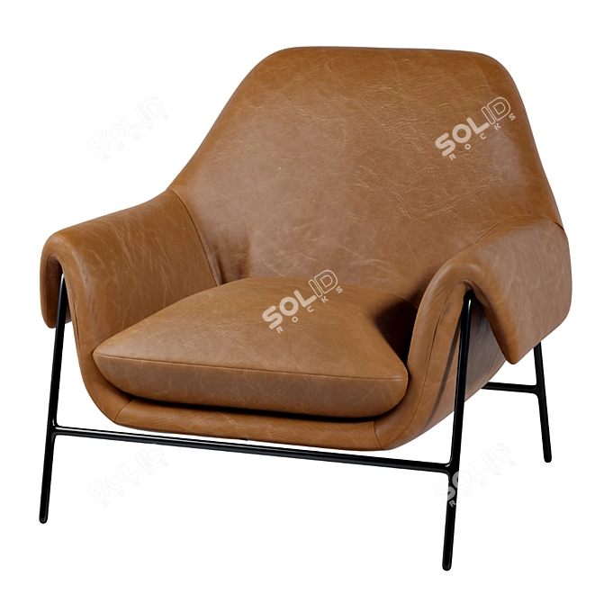 Ambroise Metal Frame Club Chair | Luxurious Leather Seating 3D model image 1