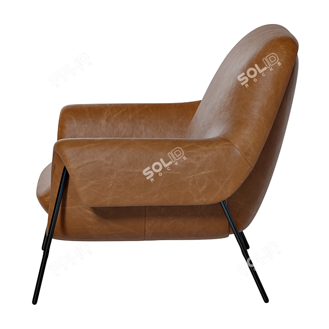 Ambroise Metal Frame Club Chair | Luxurious Leather Seating 3D model image 3