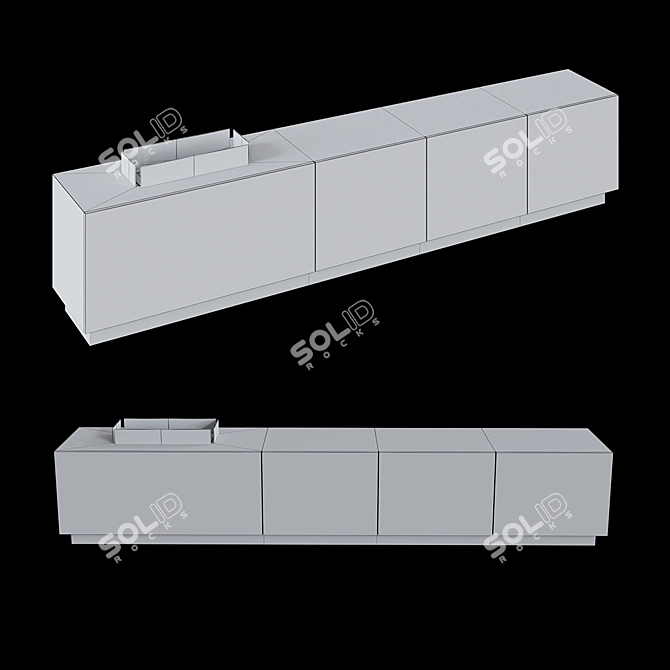 Modern Milano Biofireplace TV Stand 3D model image 2