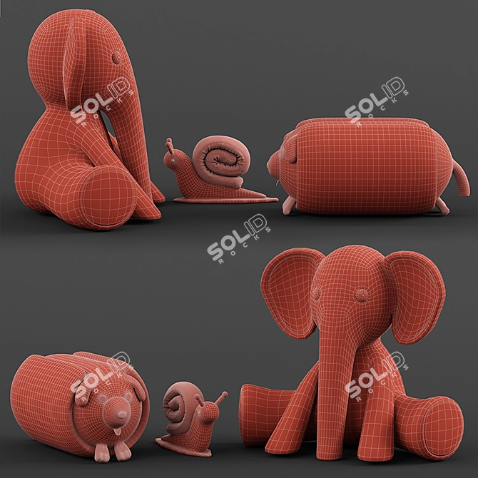 Furry Toy Set: Endless Fun! 3D model image 5