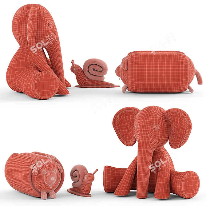 Furry Toy Set: Endless Fun! 3D model image 10