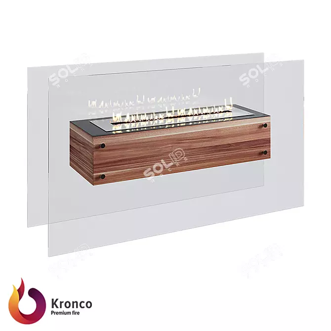 Elegant Oak Glass Biokamin [Floor Bio Fireplace] 3D model image 1