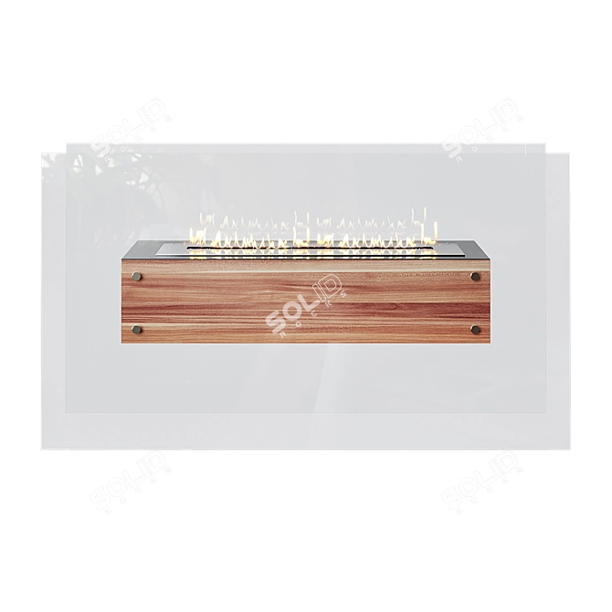 Elegant Oak Glass Biokamin [Floor Bio Fireplace] 3D model image 2