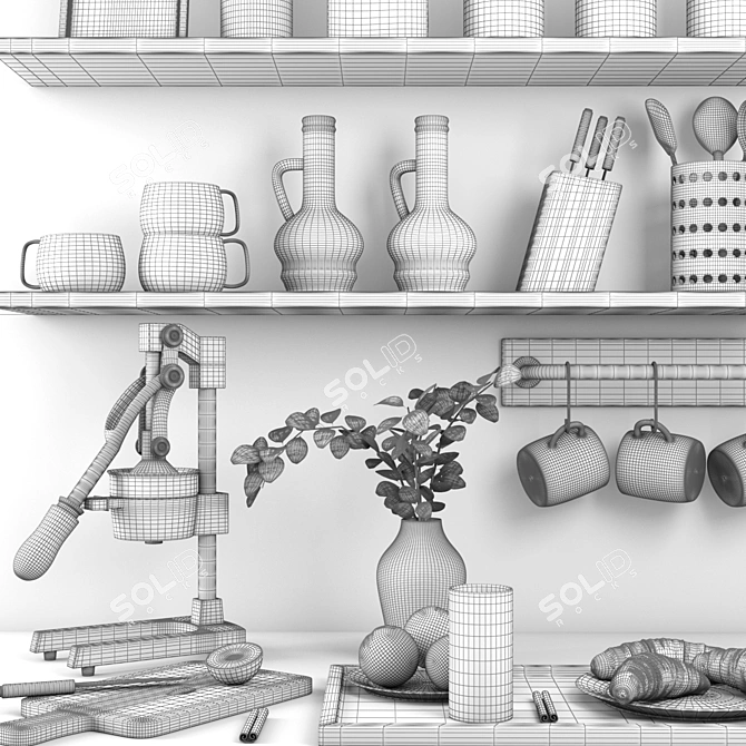 Deluxe Kitchen Set with 7 High-Resolution Textures 3D model image 4