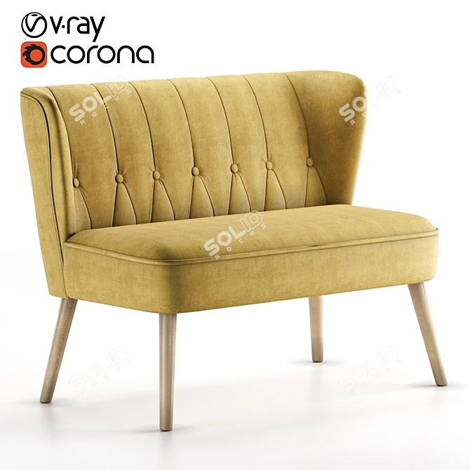 Velvety Amber Loveseat 3D model image 1