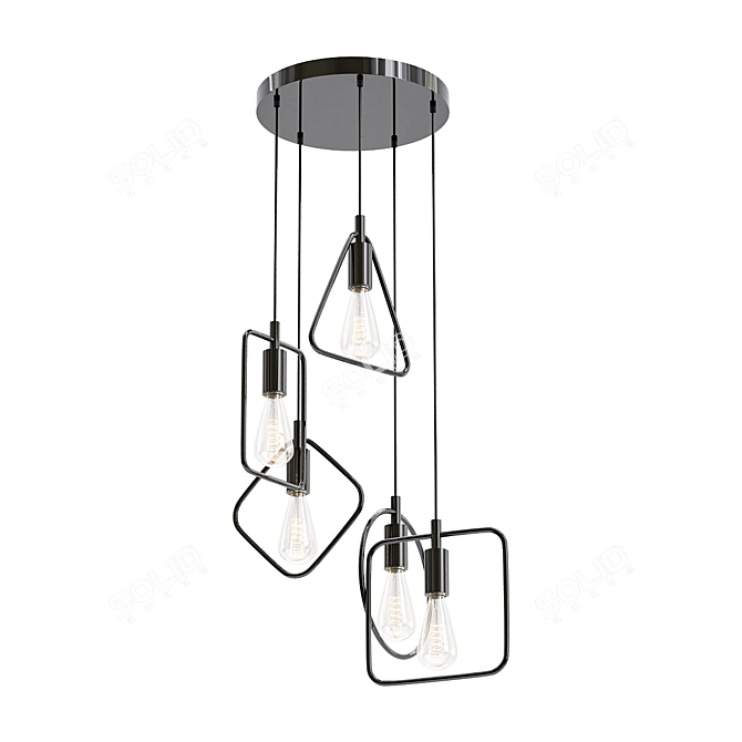 Modern 5-Light Black Pendant 3D model image 1