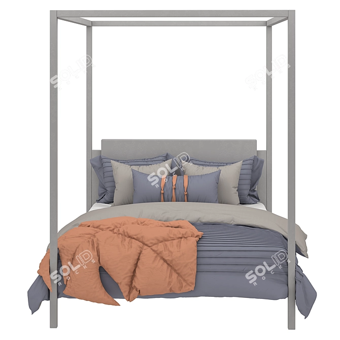 Elegant Canopy Bed 3D model image 2