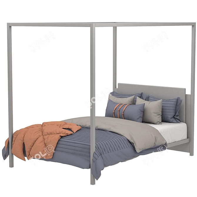 Elegant Canopy Bed 3D model image 4