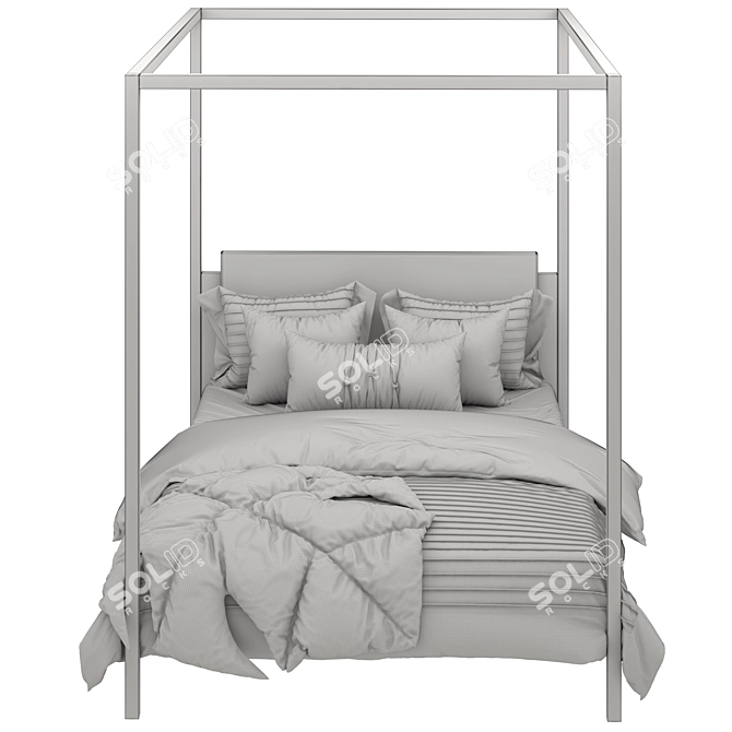 Elegant Canopy Bed 3D model image 6