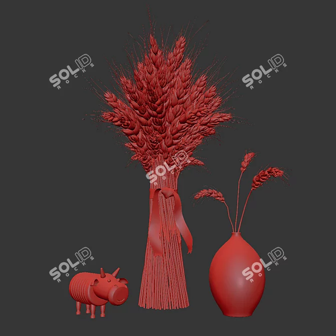 Decorative Wheat Composition: Interior Decor 3D model image 4