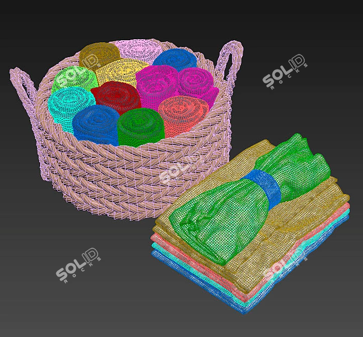 Luxury Bath Towel Set 3D model image 3