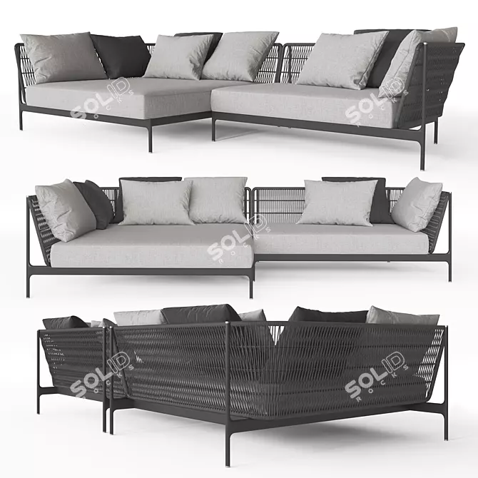 Gloster Grand Weave Lounger: Modular Luxury Sofa 3D model image 1