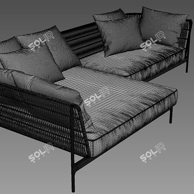Gloster Grand Weave Lounger: Modular Luxury Sofa 3D model image 2