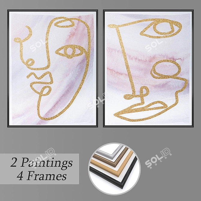 Elegant Wall Art Set with Multiple Frame Options 3D model image 1