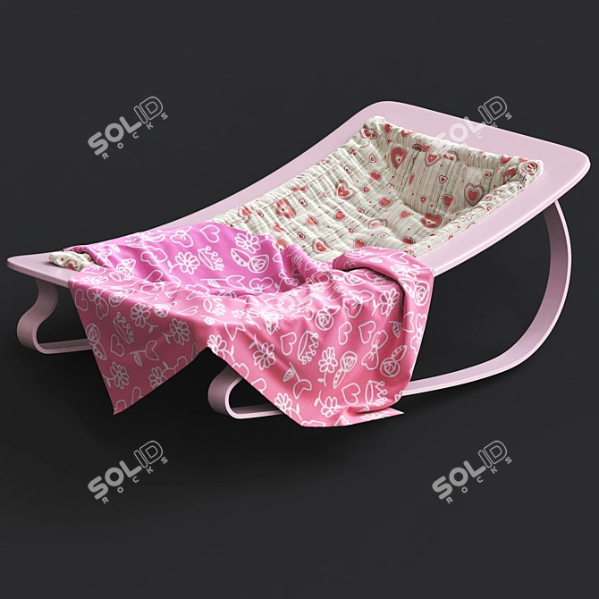 Levo Beech Baby Rocker: Stylish and Comfortable 3D model image 2