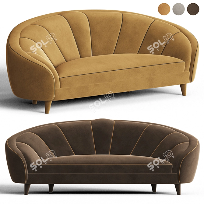 Elegant Ruby Velvet Sofa 3D model image 1