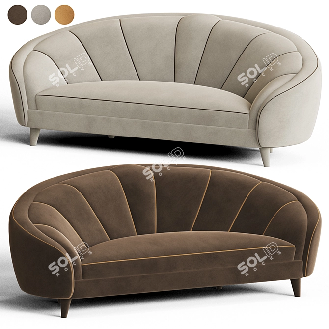 Elegant Ruby Velvet Sofa 3D model image 2