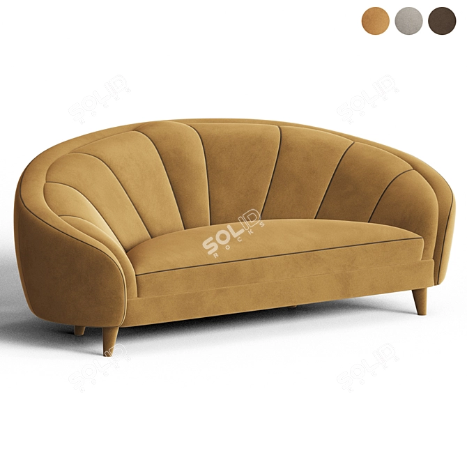 Elegant Ruby Velvet Sofa 3D model image 3