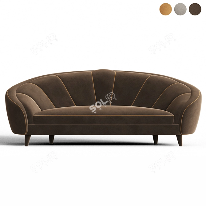 Elegant Ruby Velvet Sofa 3D model image 4