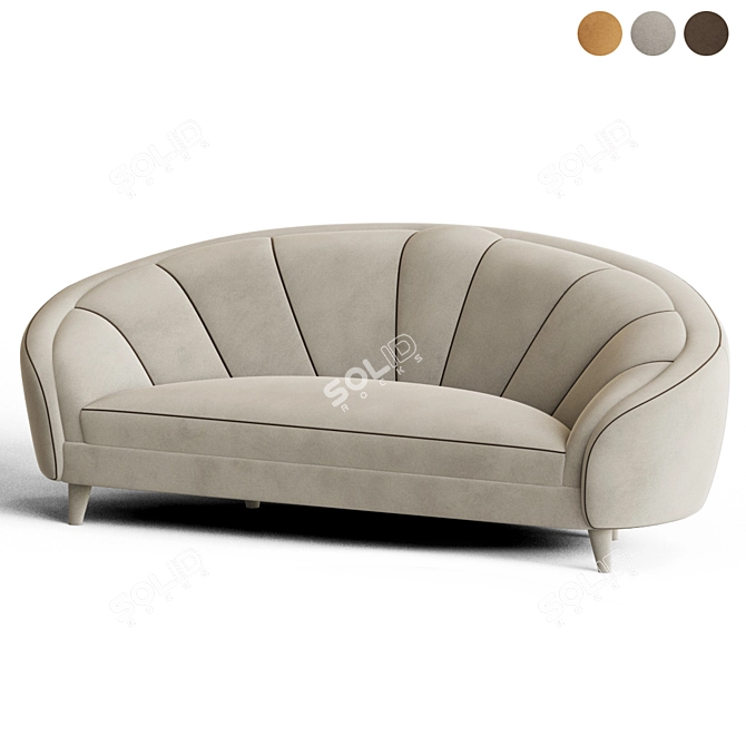 Elegant Ruby Velvet Sofa 3D model image 5