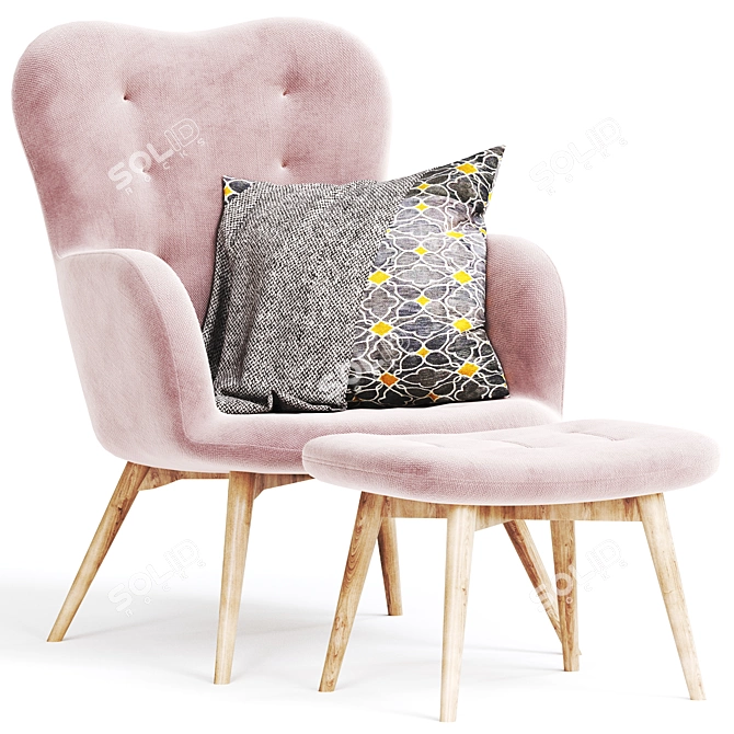 Contemporary Pink Tufted Armchair 3D model image 1