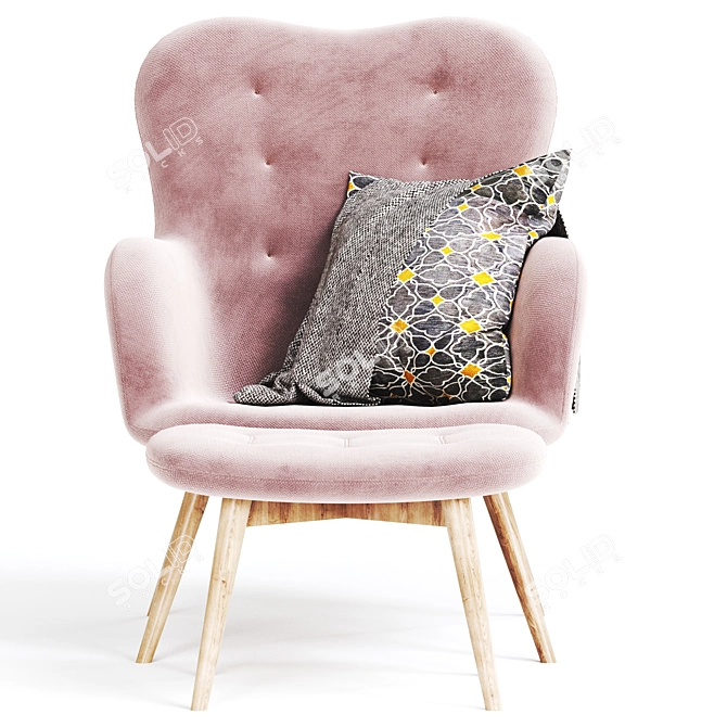 Contemporary Pink Tufted Armchair 3D model image 2