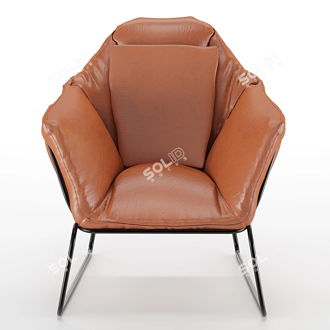 Vintage Leather Armchair: Mid Century Elegance 3D model image 3