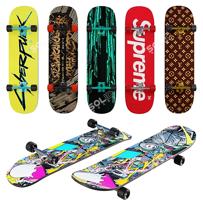 Graphic Skateboard: 3D Models & Wall Decor 3D model image 1