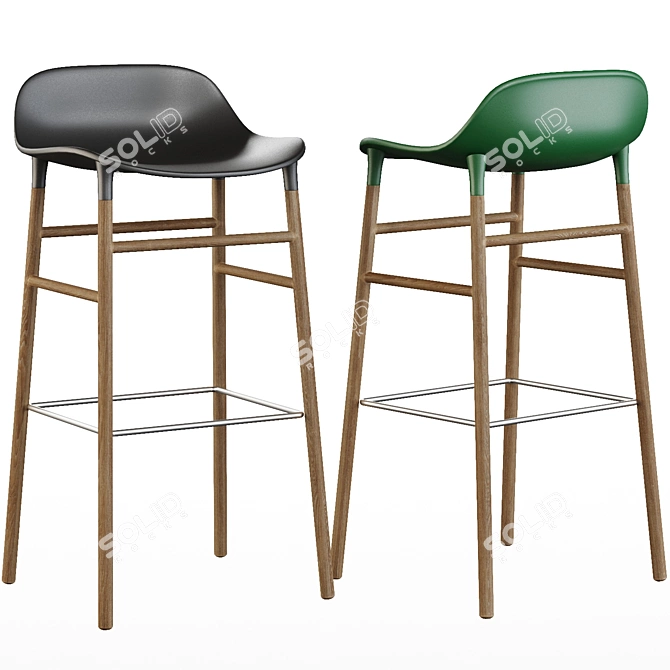 Sleek Oak Barstool: Form Normann 3D model image 2