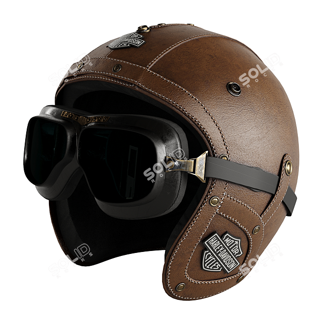 Leather Moto Helmet: Stylish and Protective 3D model image 1