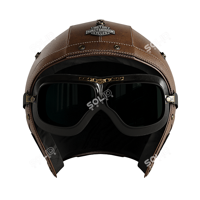 Leather Moto Helmet: Stylish and Protective 3D model image 2