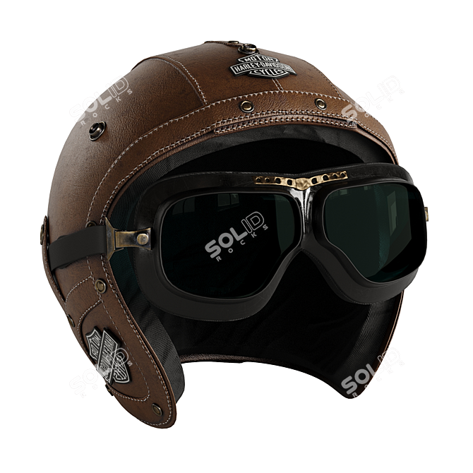 Leather Moto Helmet: Stylish and Protective 3D model image 3